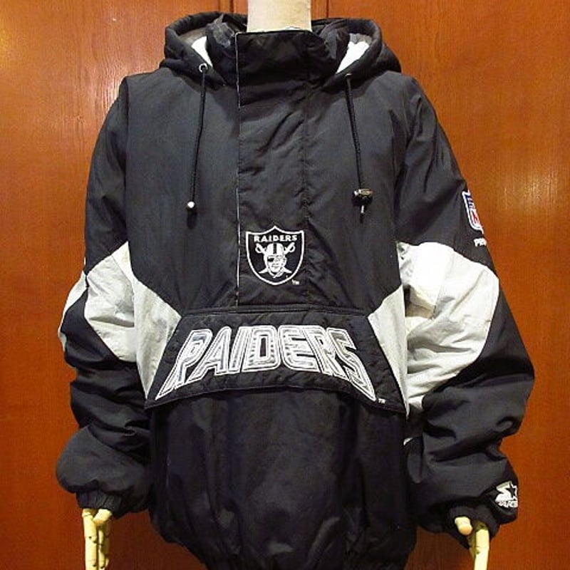 ビンテージ90's○STARTER NFL RAIDERSナイロンプルオーバー中綿パーカ
