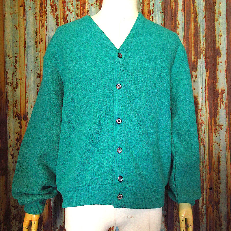 ビンテージ70's○arnold palmerカーディガンエメラルドグリーンsize M