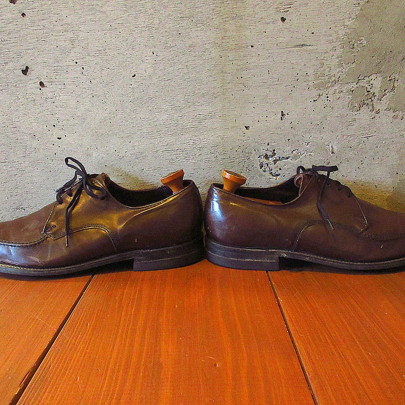 ビンテージ70's○Uチップシューズ茶size 9EE○231127k8-m-dshs-27c
