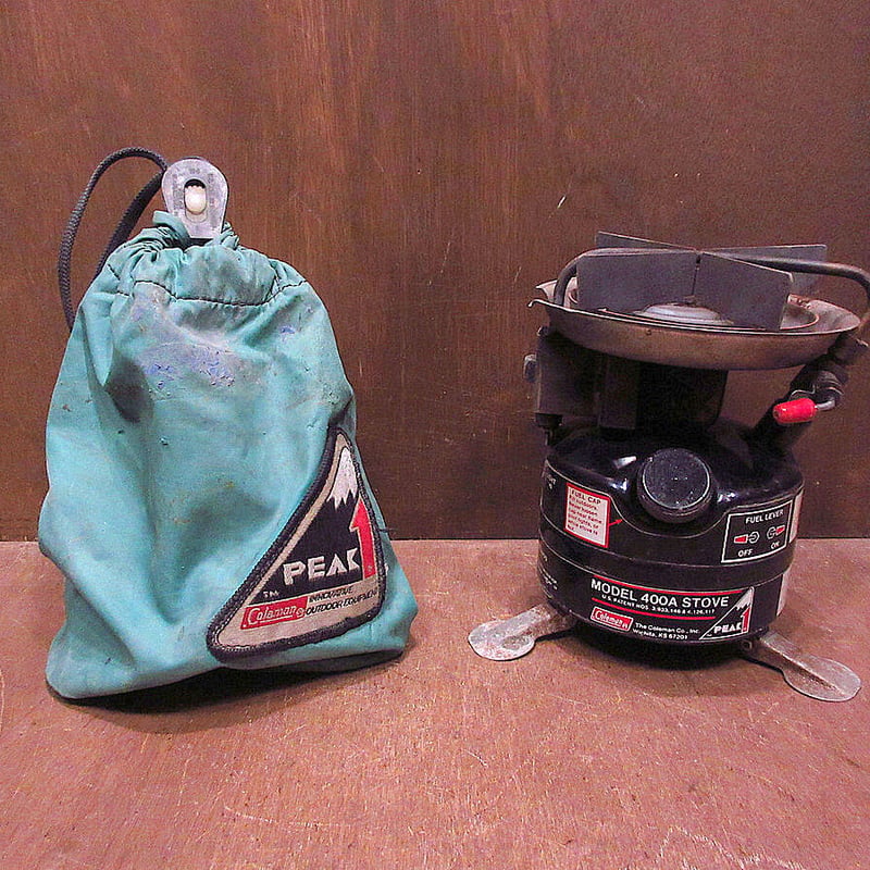ビンテージ80's○Coleman Peak1 Model 400Aシングルバーナー黒収納袋付