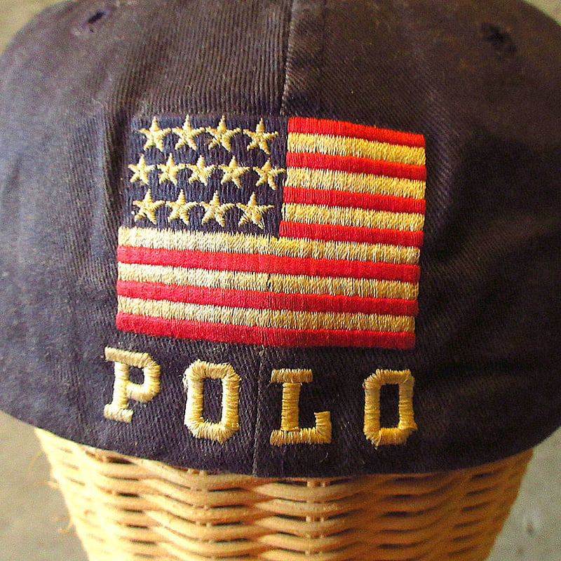 ビンテージ90's○POLO SPORT USAワッペン付きコットン6パネルキャップ