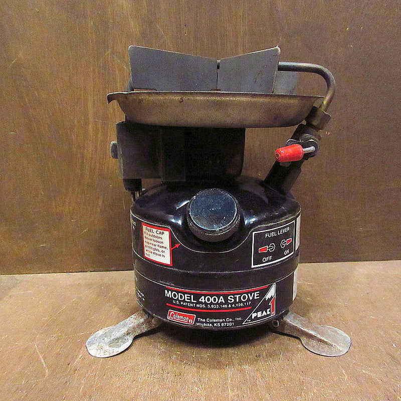 ビンテージ80's○Coleman Peak1 Model 400Aシングルバーナー黒収納袋付
