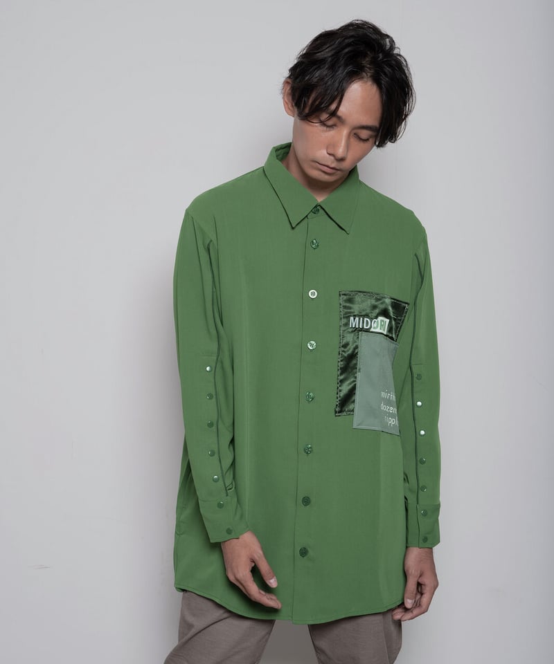 限定600着】Overlapping shirt GRN | MIDORI mirthful