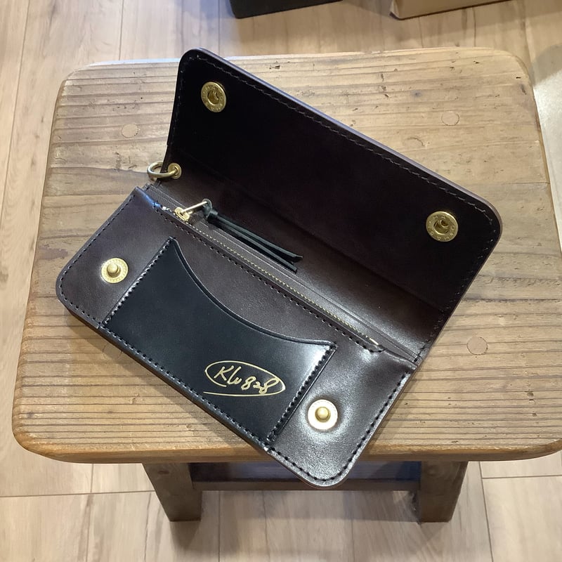 オイルコードバン黒×チョコ色牛革 トラッカーウォレット | keywest828