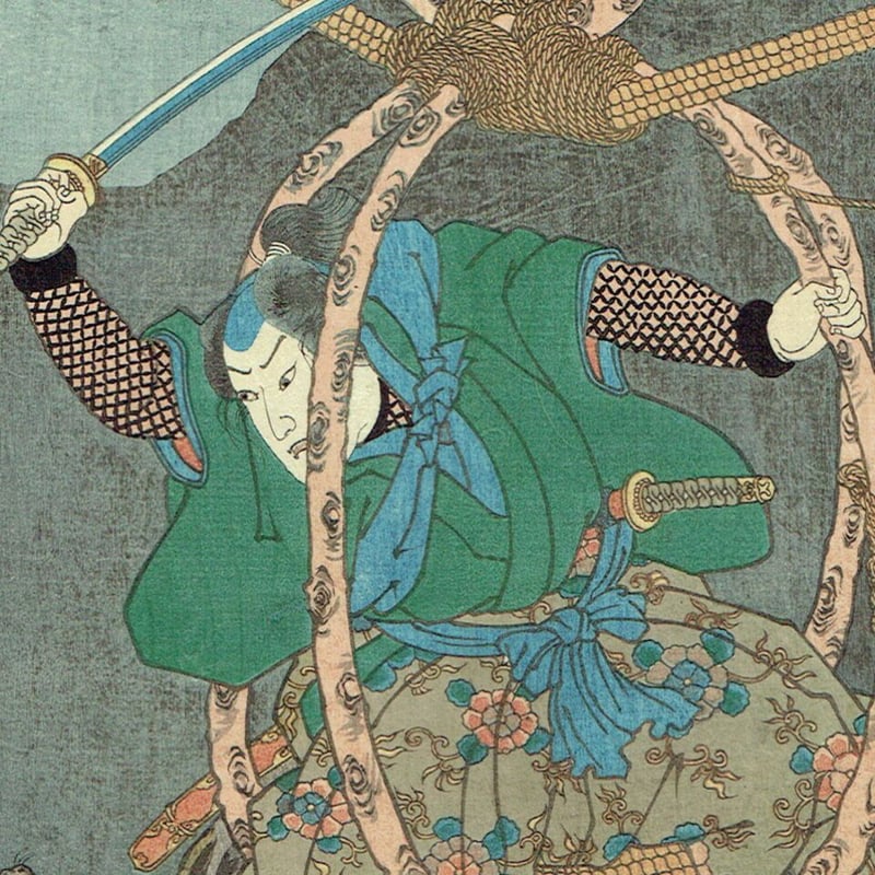 歌川国芳「木曽街道六十九次之内 武佐 宮本無三四」嘉永5年（1852