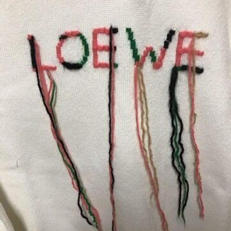 新品☆LOEWE ロエベ ブランドロゴ ステッチ 垂れ糸 コットンニット