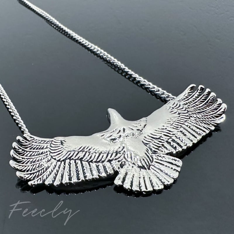 イーグル フェザー ネックレス シルバー ゴールド アクセサリー | Feecly