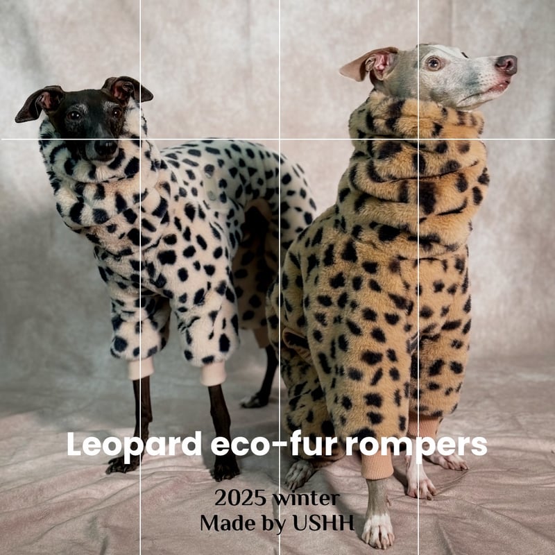 ECO-FUR LEOPARD ZIP-UP ROMPERS:BROWN //ｴｺﾌｧｰﾚｵﾊ