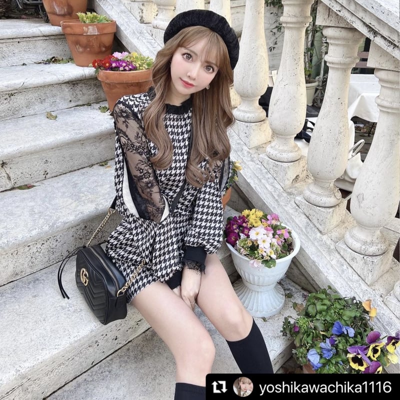 レーススリーブ 千鳥格子セットアップ | Selectshop.Joie