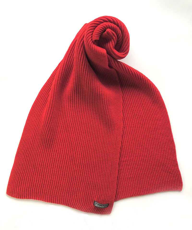 両あぜ編みウールマフラー【レッド】 | ABE KNIT