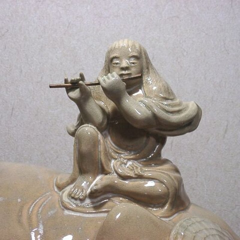 萩焼 中野霓林（二代）作「騎牛帰家」絶作 無傷 箱合 保証。 | STORES