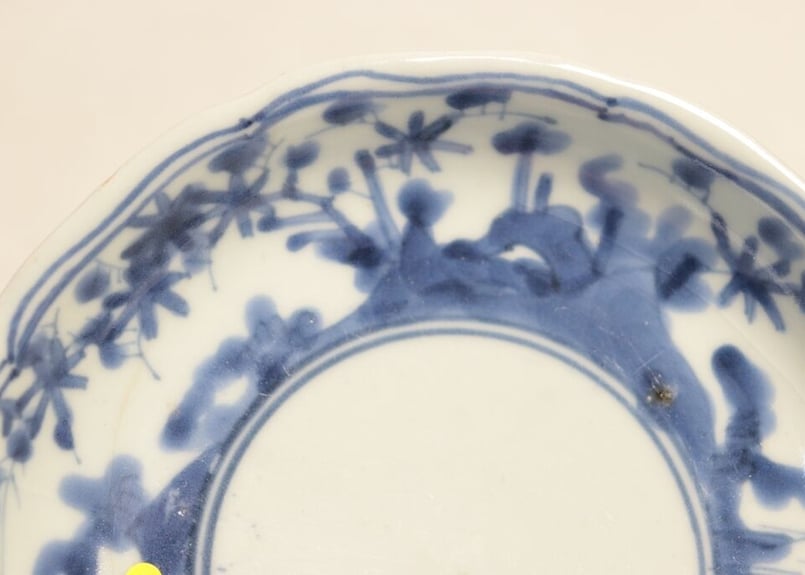 江戸中期染付鹿と紅葉図4.5寸皿 ニュウ,少甘手 | 吉祥寺PukuPuku