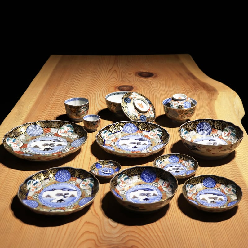 古伊万里 染付色絵皿 12種10組 | 古物屋 壱両