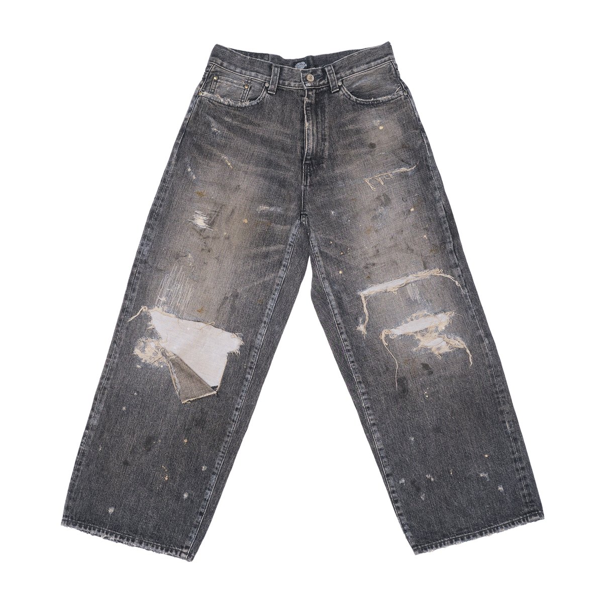 RIPPED WIDE STRAIGHT DENIM 【BLACK TAG】// BLACK