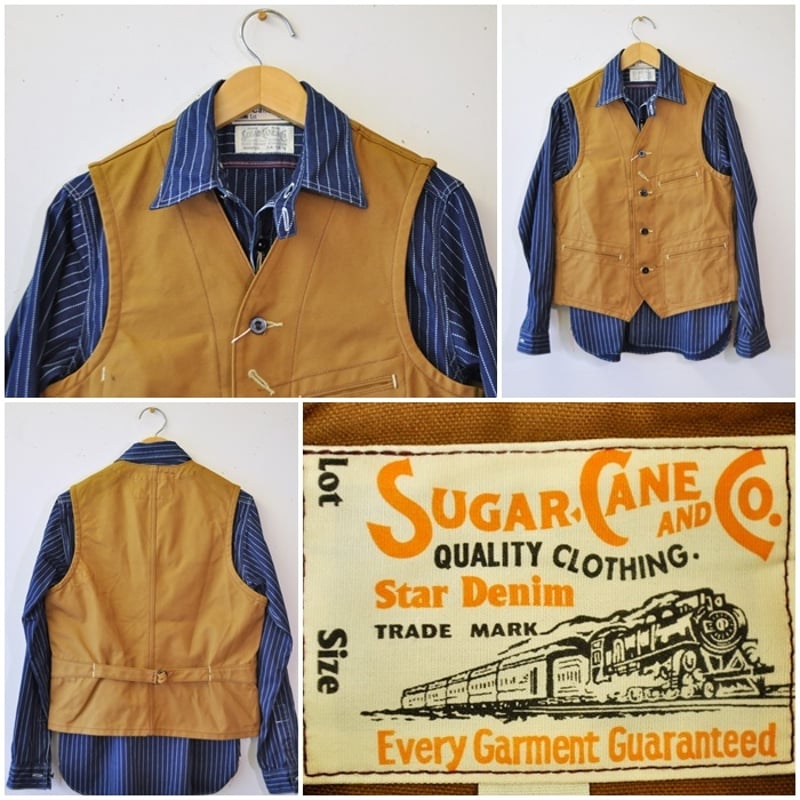 シュガーケーン SUGARCANE ブラウンダック ワークベスト SC14375