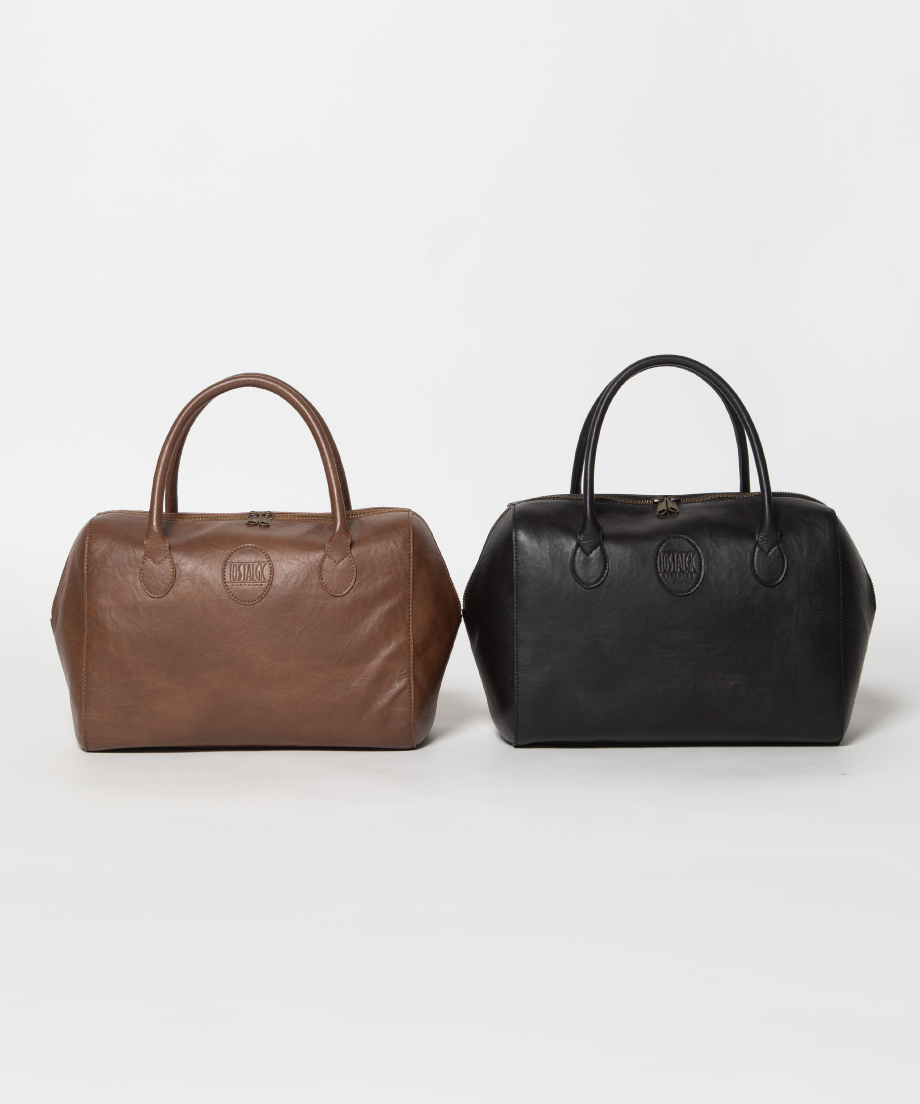 Leather boston bag / brown | Tostalgic Clothing