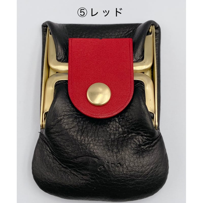 kannon ガマグチ 二つ折り財布 ブラック×マットゴールド【受注生産