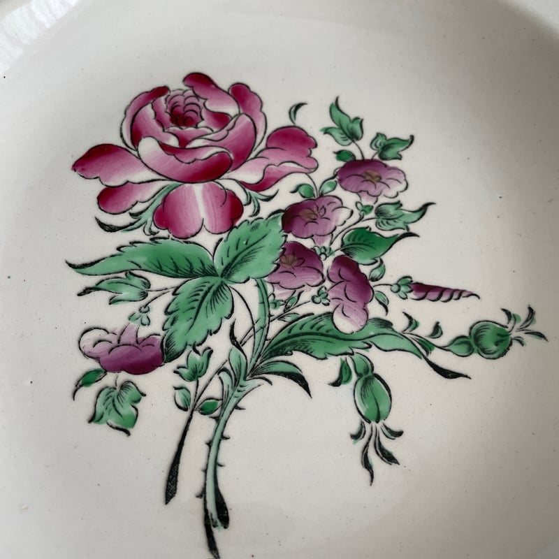 リュネヴィル Luneville ストラスブール 薔薇のブーケの深皿 | Gui antique