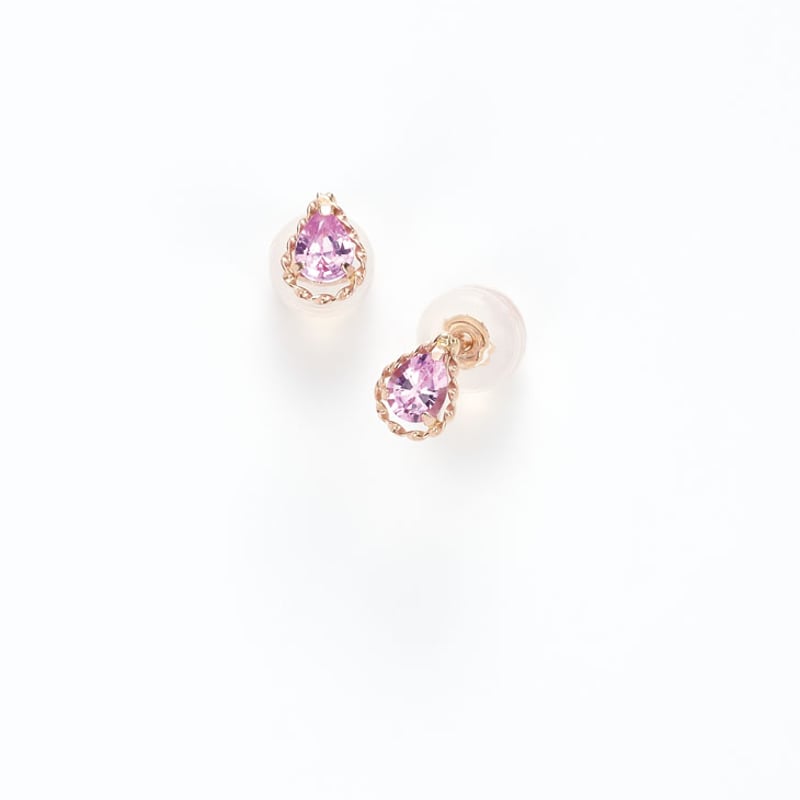 No.69 K18PGピンクサファイアピアス 計：0.26CT（0.13×2） | Beプラス