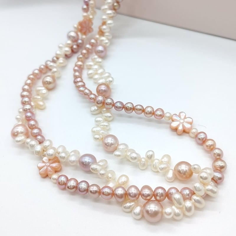 2連 ピンクのラブリーネックレス | KJM-pearl