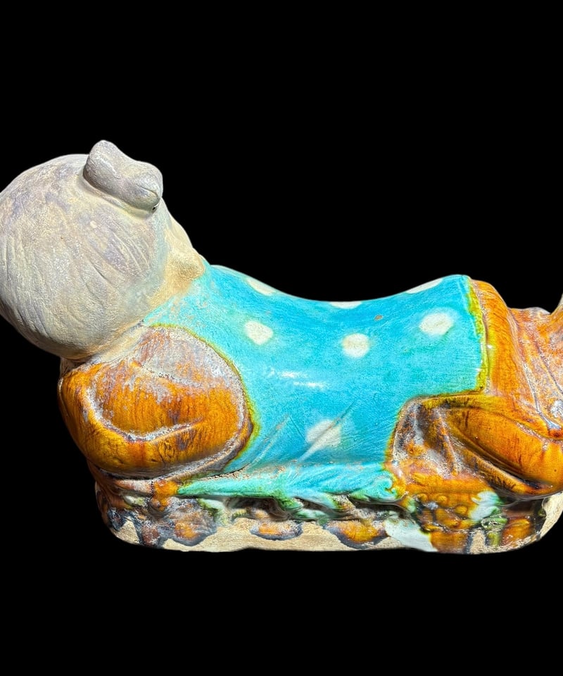 人物像 置物 陶器製 中国美術 オブジェ 枕 彫刻 民芸 工芸品 中国 唐物