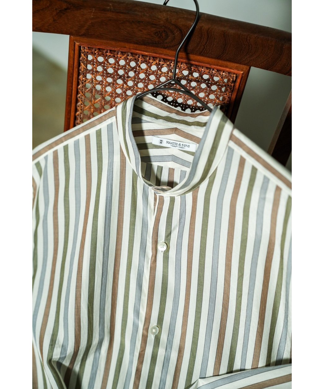 MAATEE&SONS Si/C STRIPE BAND COLLAR SHIRTS | Mu