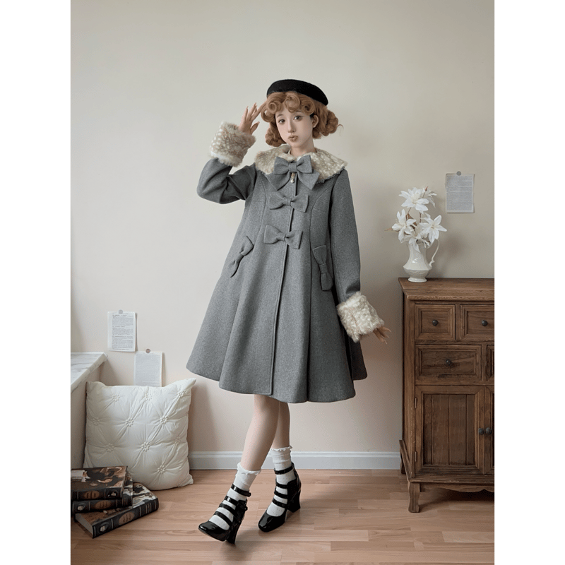 バンビファーロングコート グレー | tulle オンラインストア