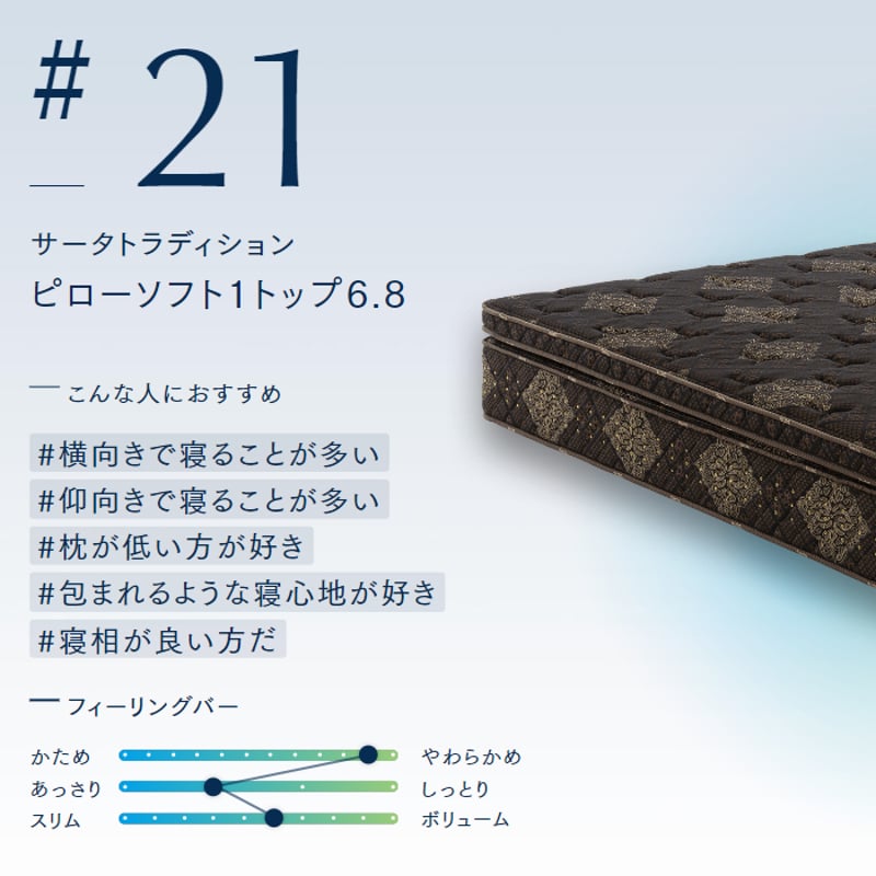 正規代理店】サータ トラディション ピローソフト1トップ 6.8 ダブル