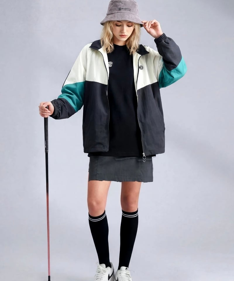 ANTIQUA GOLF×STCH】UNISEX（ユニセックス） ロゴ モックネックT-bl