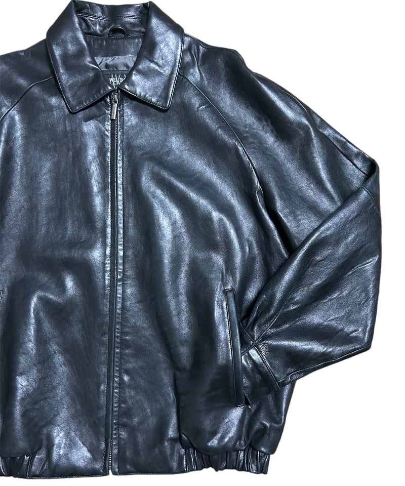 90's WILSONS PELLE STUDIO レザー スイングトップ L ブラック 牛革
