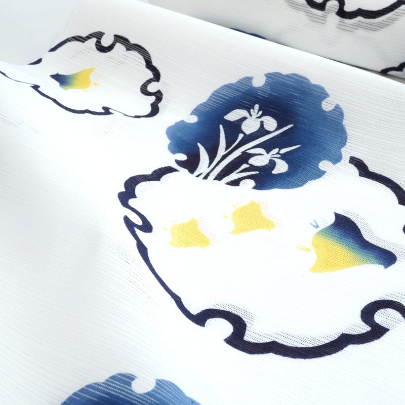 竺仙浴衣「綿絽・女性向け・雪輪に千鳥と夏草」 | MINOKO STORE