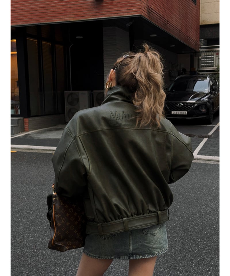 秋頃再入荷】Nalm. vintage leather jacket / khaki | N