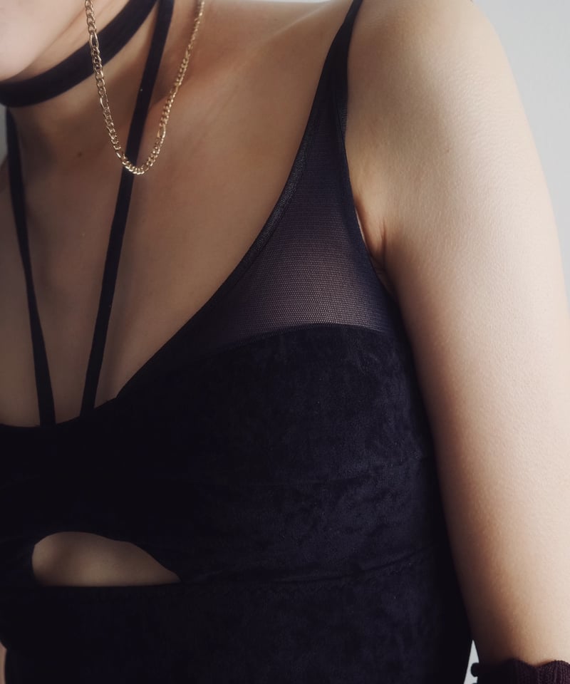 FETICO × JURK / SHEER PANEL VELVET BODYSUIT | J
