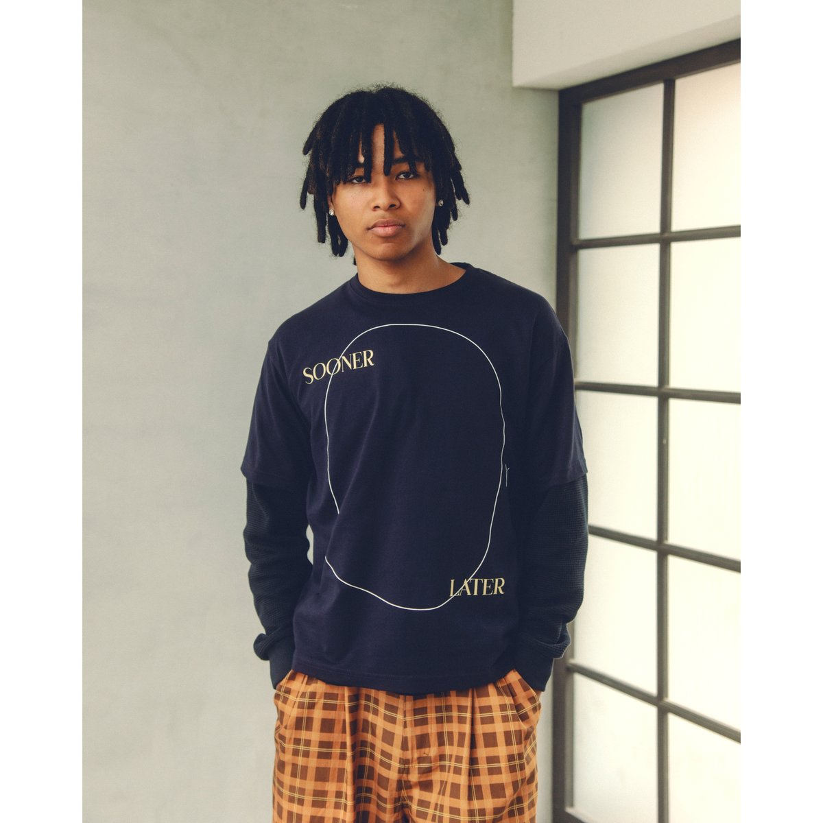 SOL soonerorlater / CHECKED BAGGY SHORTS / BLUE
