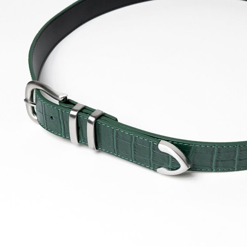 STUSSY / GATOR LEATHER DRESS BELT / GREEN | Sop