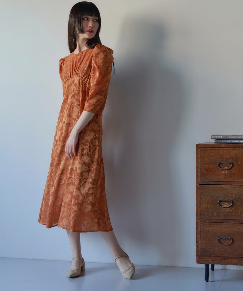 Chiffon jacquard onepiece | MAHOROOGINO