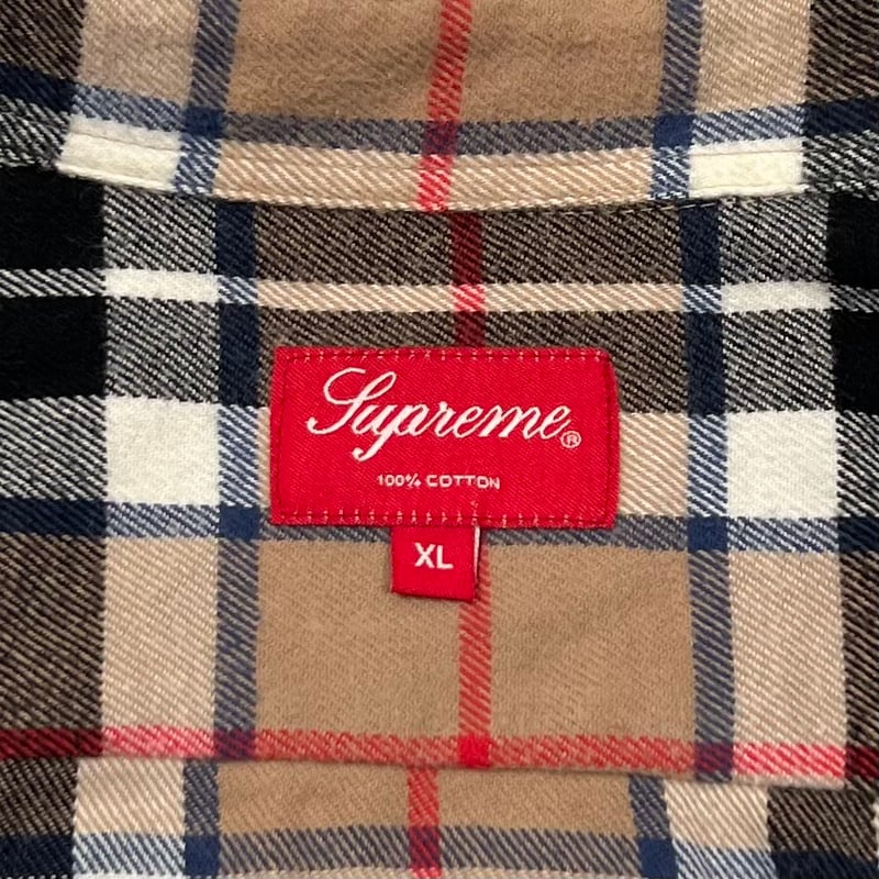 Supreme TARTAN FLANNEL LS SHIRT TAN XL | greatL