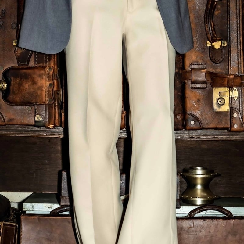 PINTUCK MEGA FLARE SLACKS 【BEIGE】 | SHIKITARI