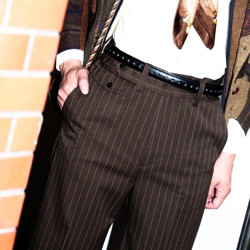 STRIPE FLARE SLACKS【BLACK】 | SHIKITARI
