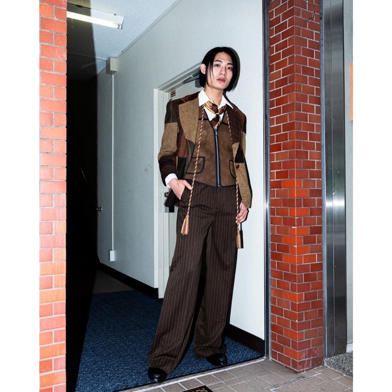 STRIPE FLARE SLACKS【BROWN】 | SHIKITARI