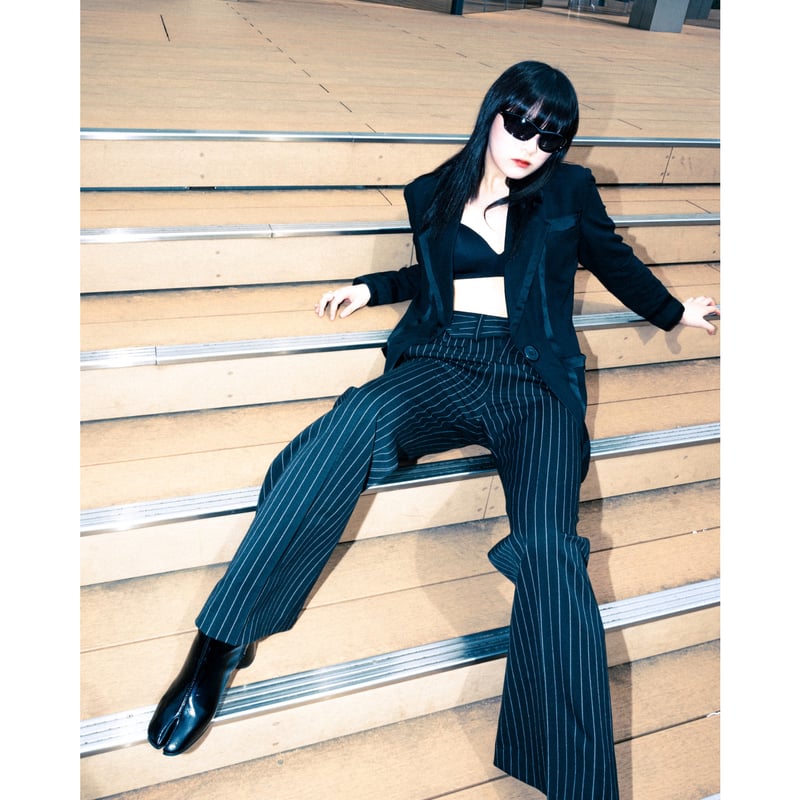 STRIPE FLARE SLACKS【GRAY】 | SHIKITARI