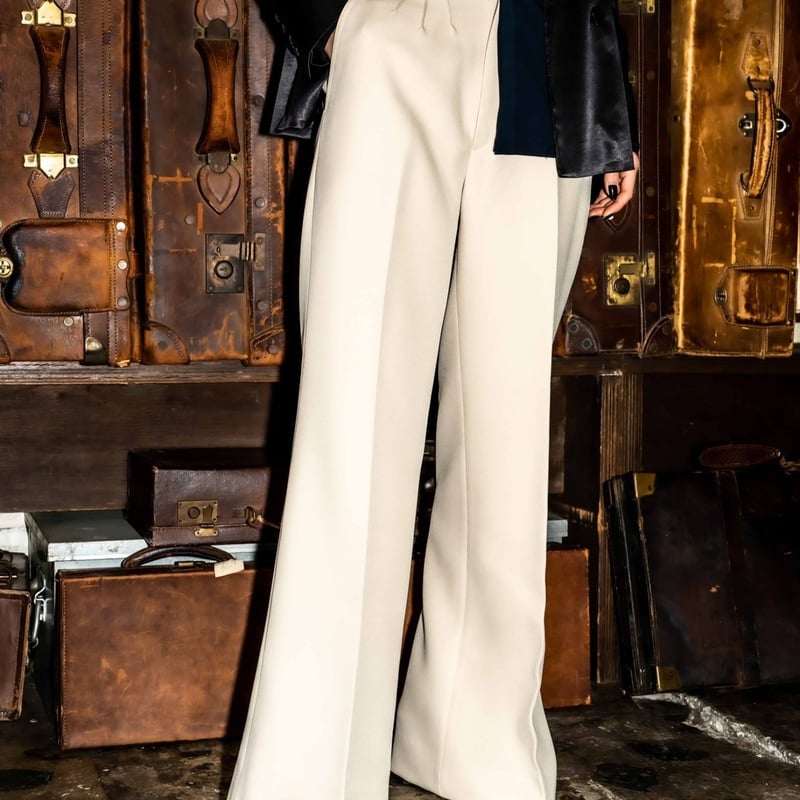 PINTUCK MEGA FLARE SLACKS 【BEIGE】 | SHIKITARI