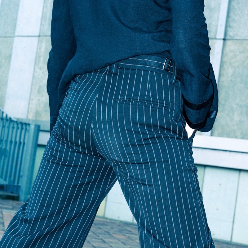 STRIPE FLARE SLACKS【BLACK】 | SHIKITARI