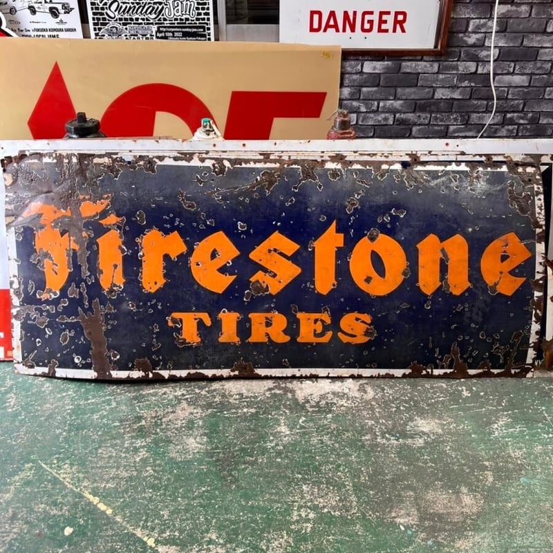 Firestone ファイヤーストーン 1940' ヴィンテージ 横長看板 (13)445 |