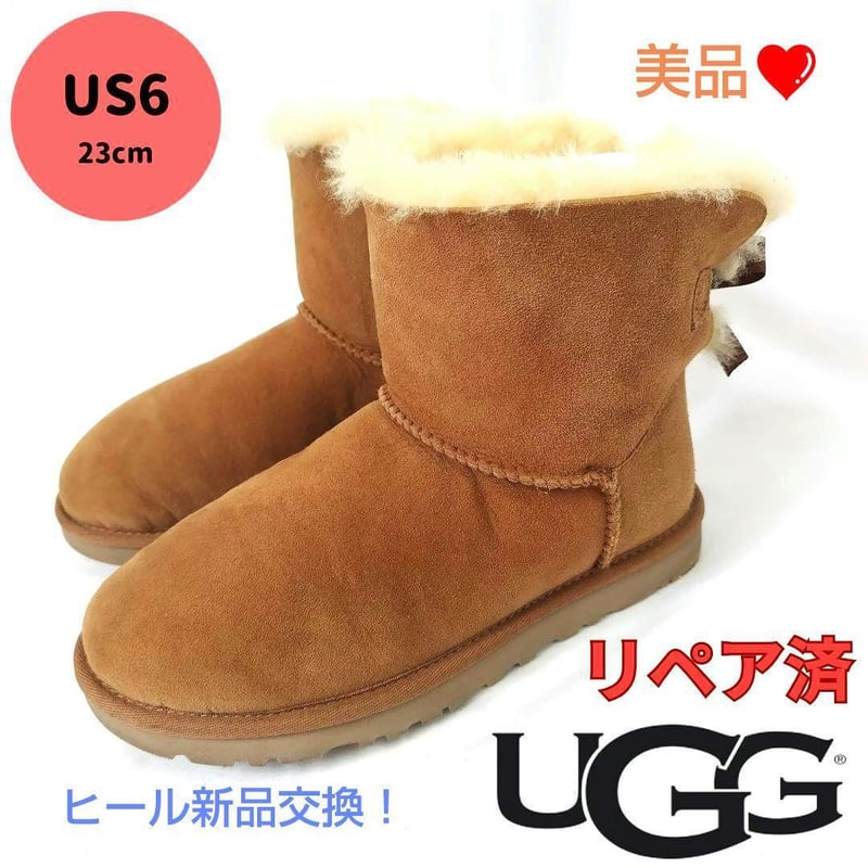 美品UGG【アグ】ムートンブーツ ミニベイリーボウ ショートブーツ