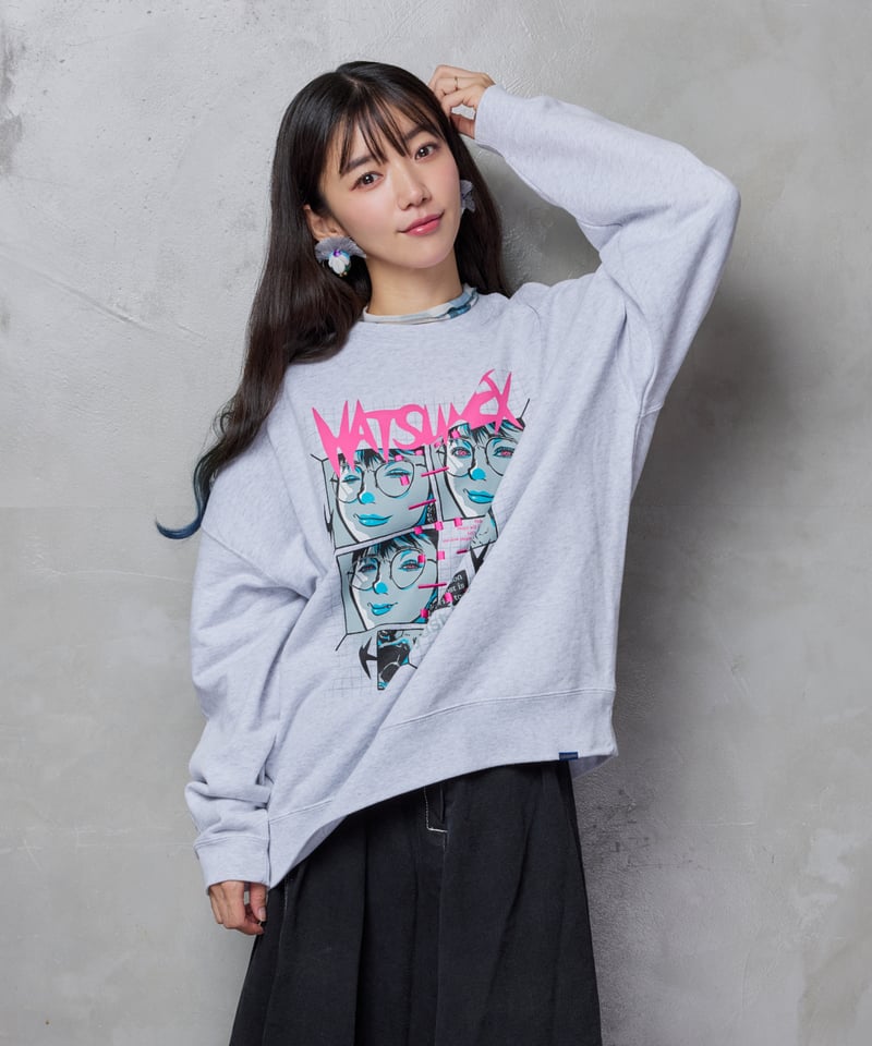 モールス”ビッグシルエット刺繍スウェット（グレイ） | HATSUNEX