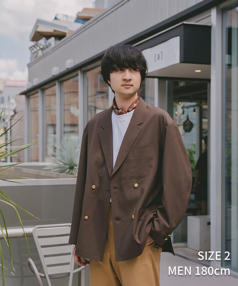 22 4B relax double blazer (Brown) | UNFOLK