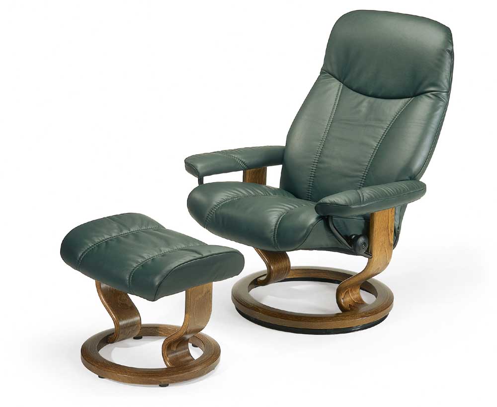 Stressless by Ekornes Consul Medium Reclining Chair & Ottoman with