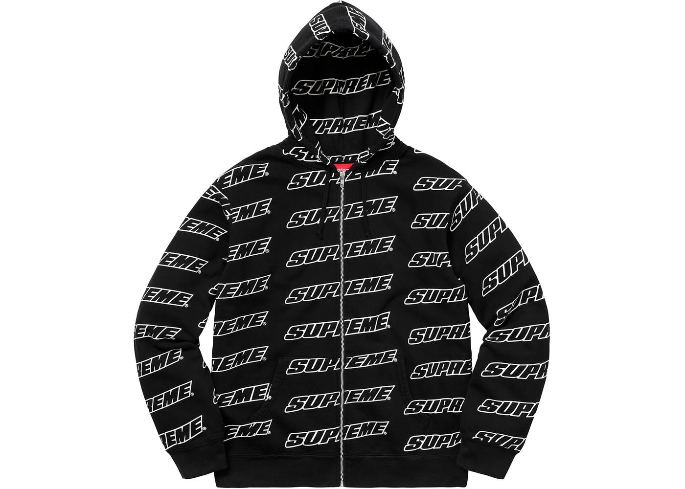Supreme Repeat Zip Up Hooded Sweatshirt Black Spring/Summer 2018