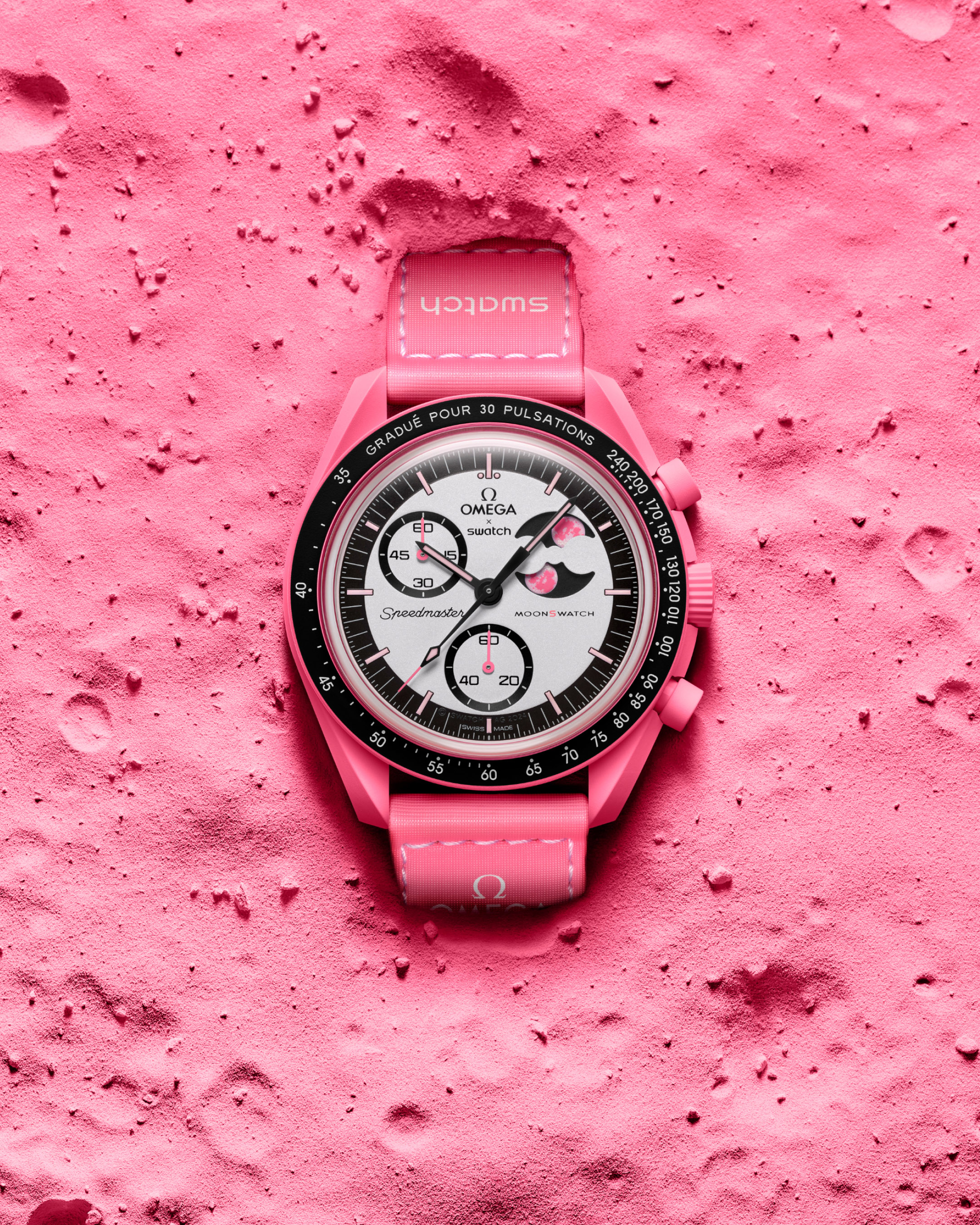 Bioceramic MoonSwatch MISSION TO THE PINK MOONPHASE発売：4月の